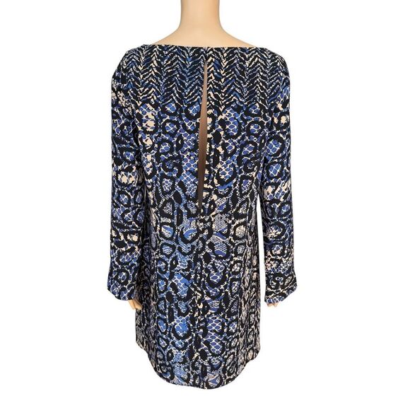 Tibi 100% silk python print long sleeve mini shift dress size 8 - Picture 4 of 8